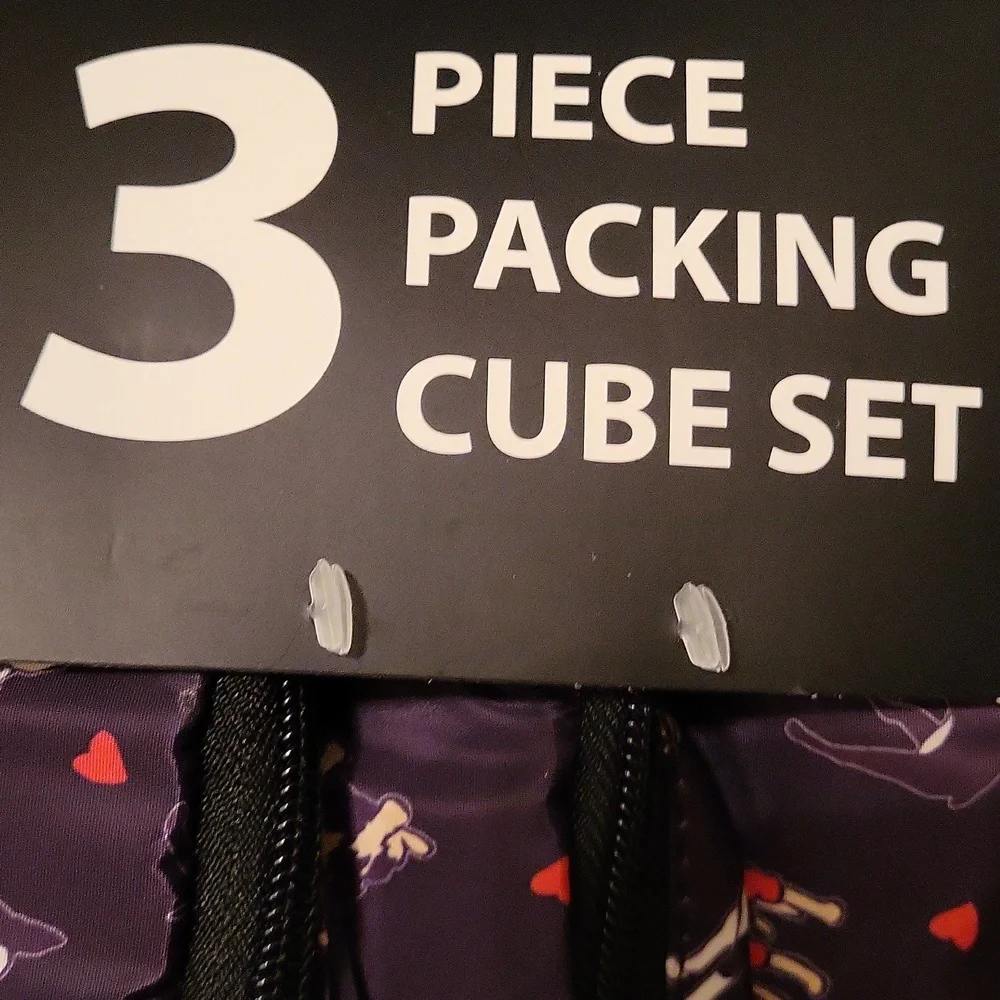 Marc Tetro Black Packing Cubes with Dog Print And Hearts Te